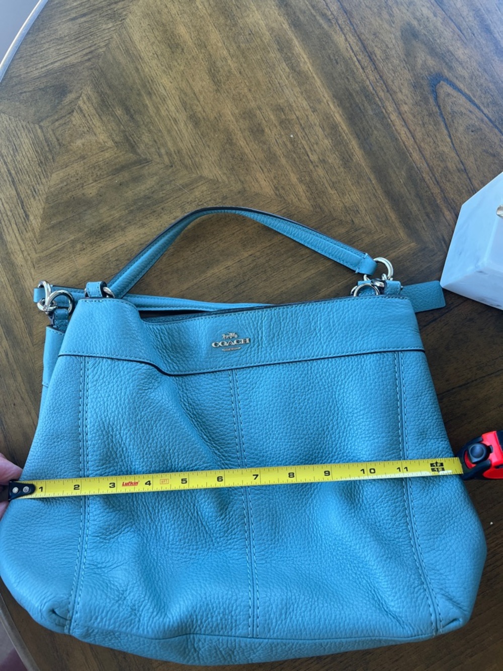 Coach Pebble Leather Shoulder Bag Blue with Shoulder and Crossbody straps - Picture 11 of 12